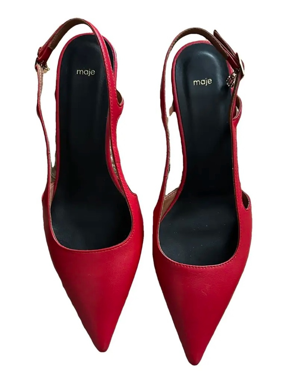 Maje Red Pointed Slingback Heels
